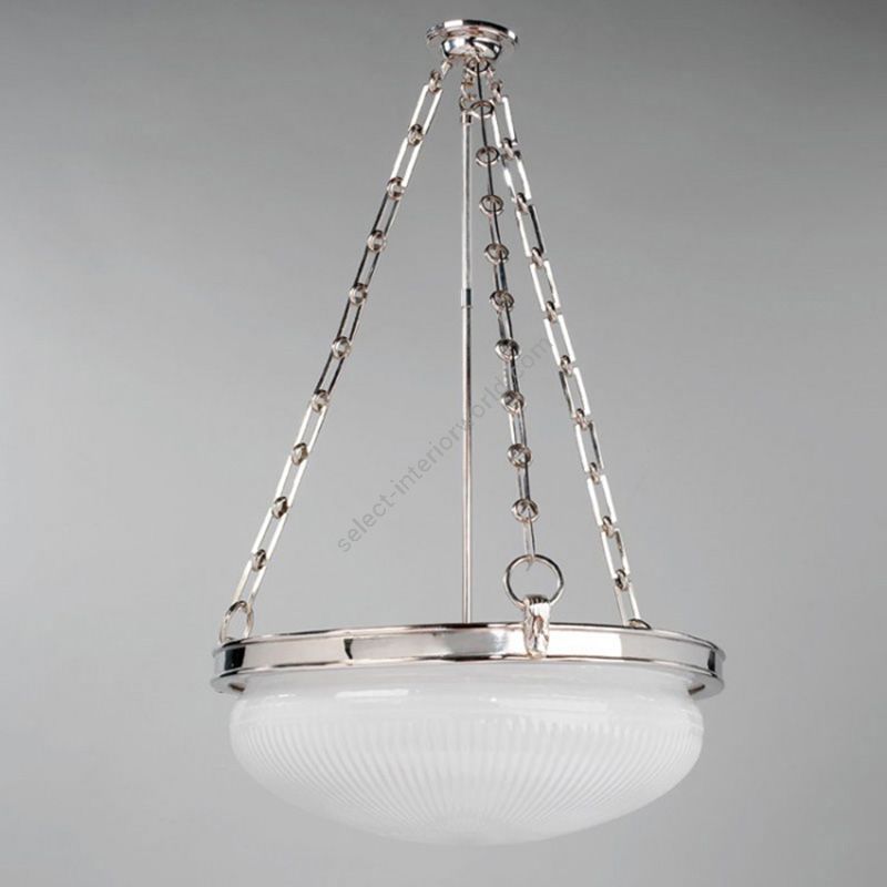 Hanging lamp / Nickel finish / Ribbed opaline glass