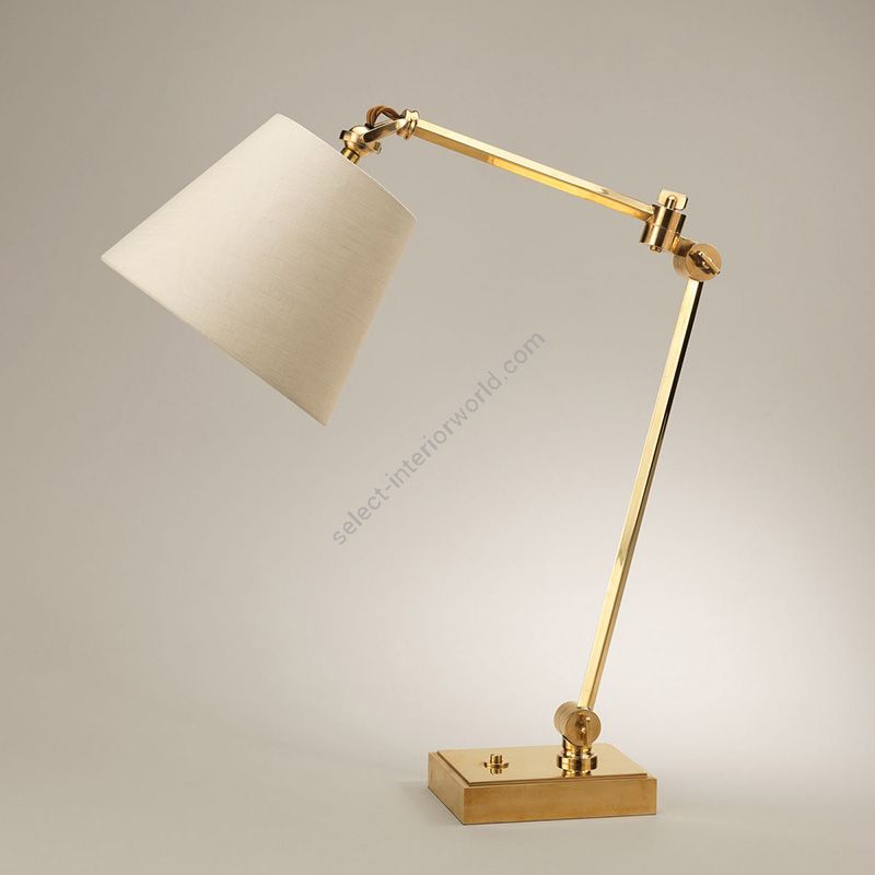 Desk lamp / Brass finish / Gardenia colour, material linen lampshade
