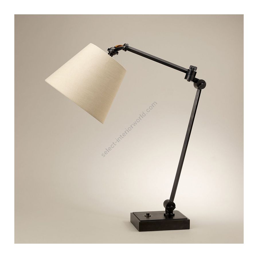 Desk lamp / Bronze finish / Gardenia colour, material linen lampshade
