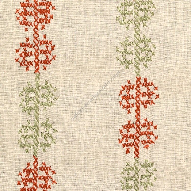 Detail - Ios Embroidered Linen - Red & Green (RG)