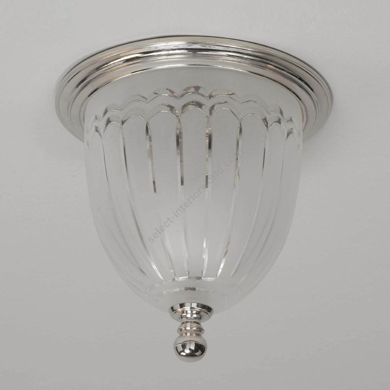 Flush ceiling light / Nickel finish / Hand-cut etched glass dome