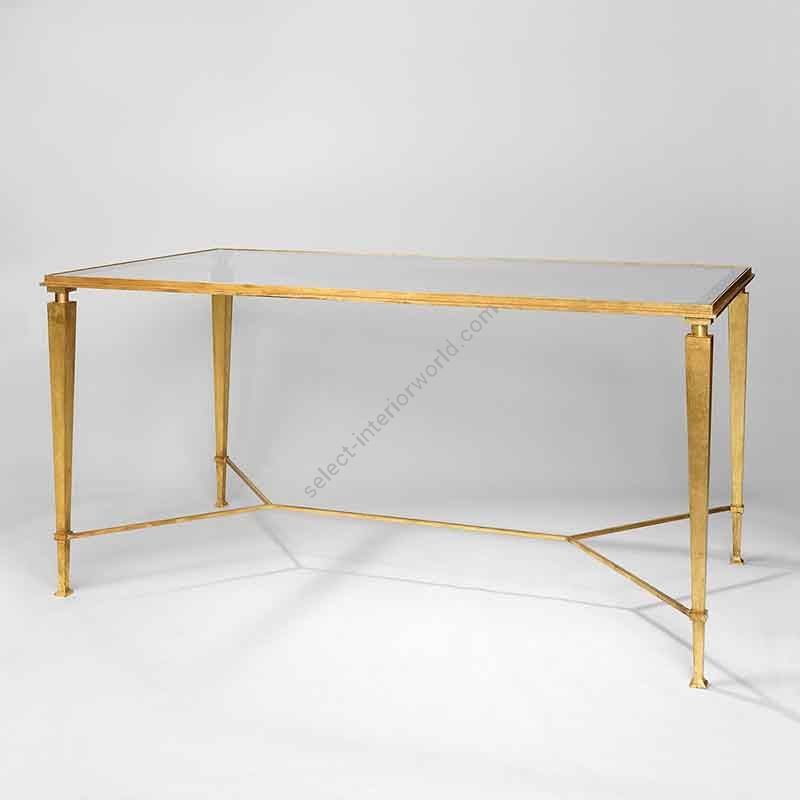 Dining table / Gilt finish / Glass top