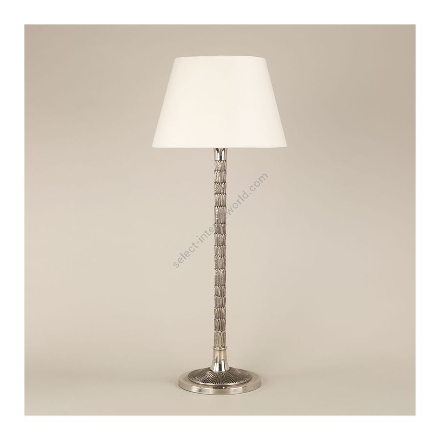 Antiqued Silver finish, Type of Lampshade: Laminated, Fabric: Lily colour, material linen