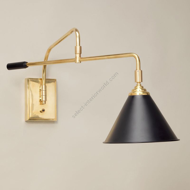 Library Wall Light / Brass finish with Black painted shade