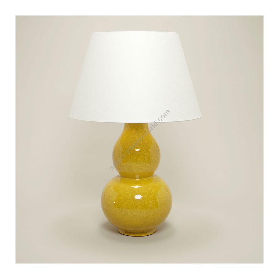 Table lamp / Mustard finish / Lily colour lampshade, material linen