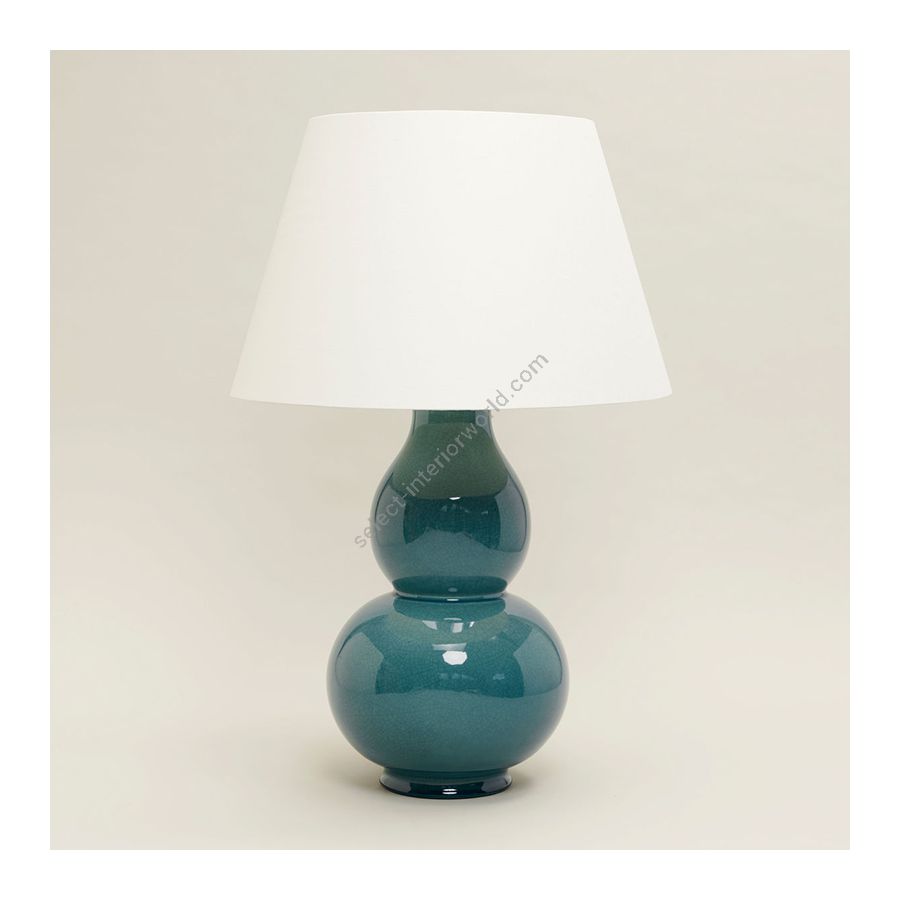 Table lamp / Teal finish / Lily colour lampshade, material linen