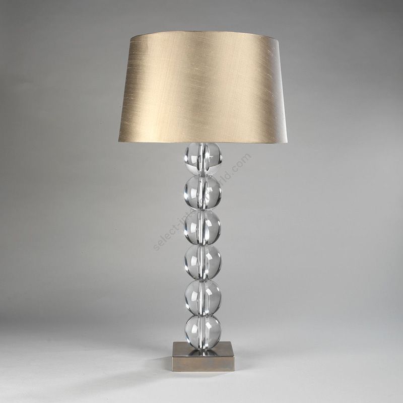 Table lamp / Nickel finish / Pale Olive colour of lampshade, material silk