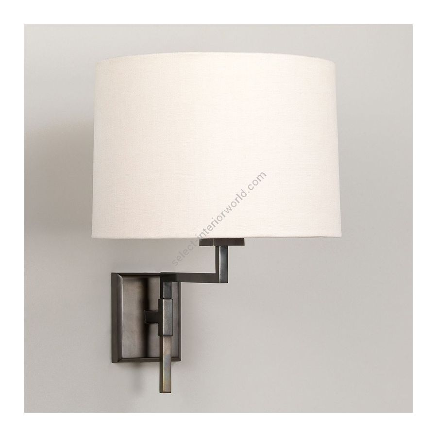 Swing arm wall light / Finish: Bronze / Lampshade: Natural colour, material linen / Model: without rod