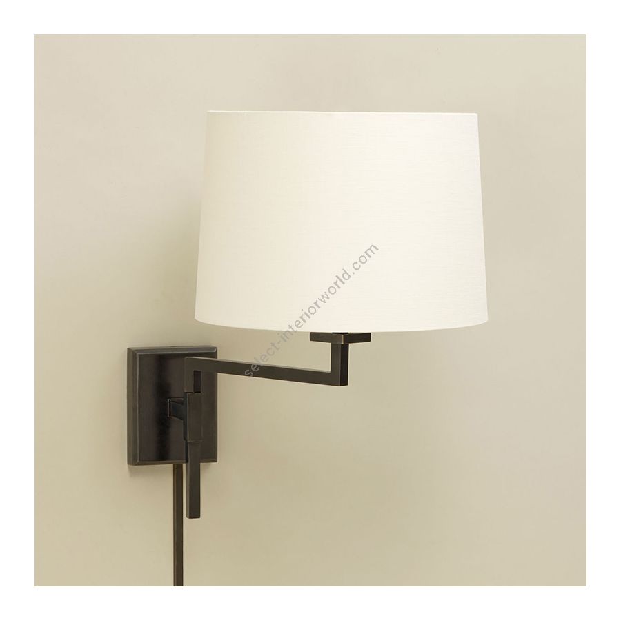 Swing arm wall light / Finish: Bronze / Lampshade: Lily colour, material linen / Model: with rod