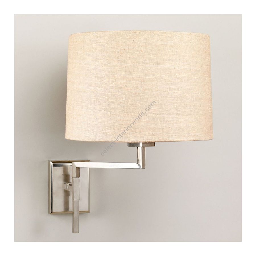 Swing arm wall light / Finish: Nickel / Lampshade: Ivory colour, material linen / Model: without rod