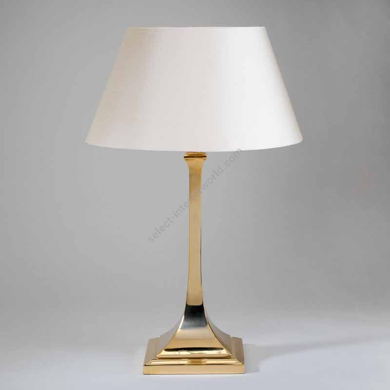 Table lamp / Brass finish / Laminated type of lampshade / Cream colour, silk material of lampshade
