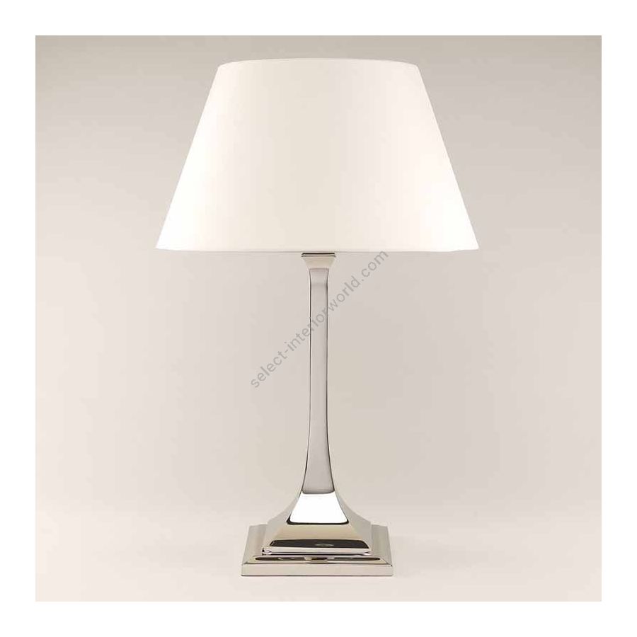 Table lamp / Nickel finish / Laminated type of lampshade / Cream colour, silk material of lampshade