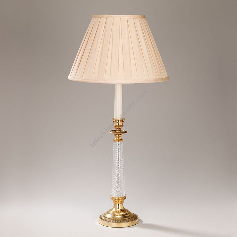 Table lamp / Brass finish / Box pleat type lampshade / Cream colour, material silk lampshade