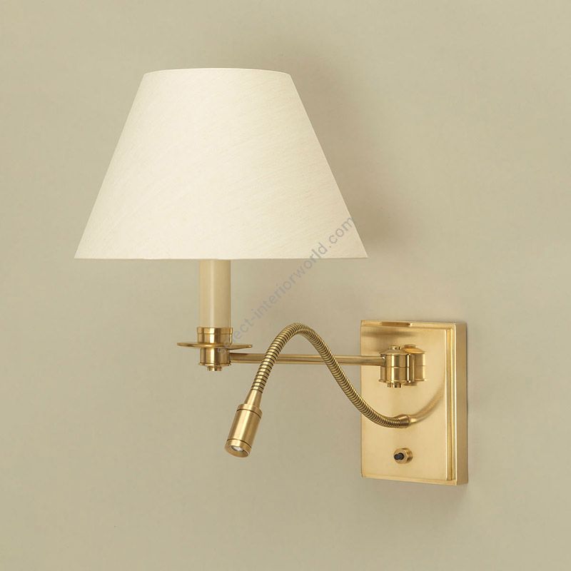 Swing arm reading wall light / Brass finish / Laminated type of lampshade / Lily colour, material linen