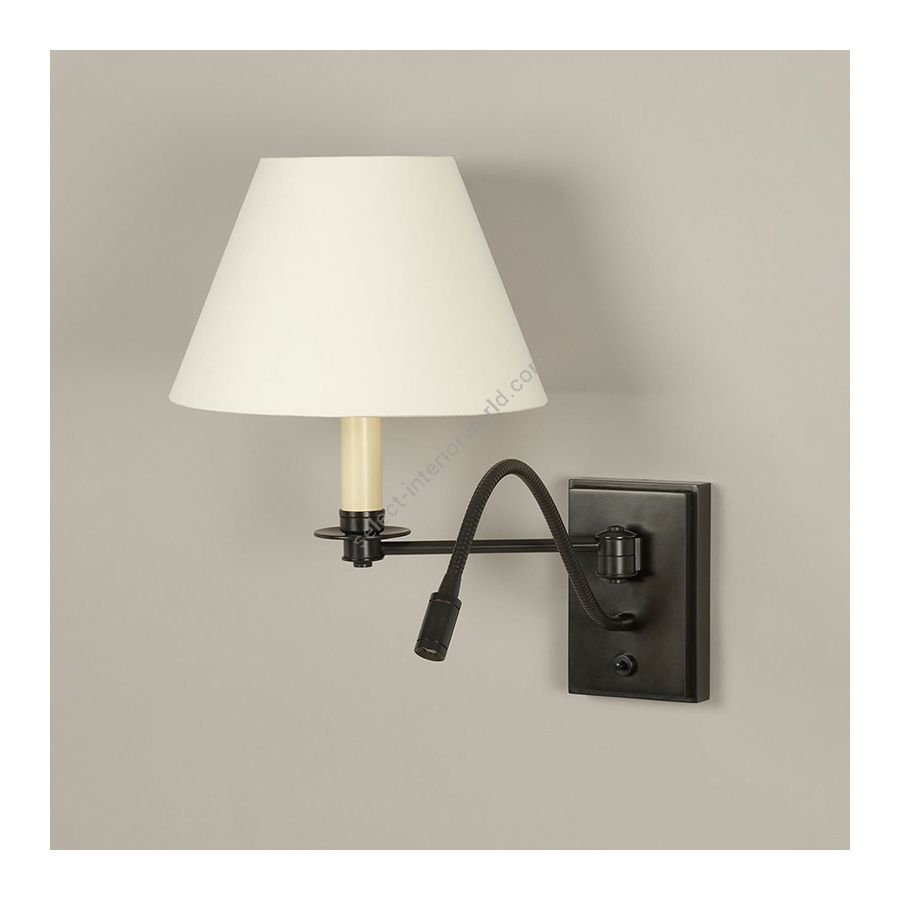 Swing arm reading wall light / Bronze finish / Laminated type of lampshade / Lily colour, material linen
