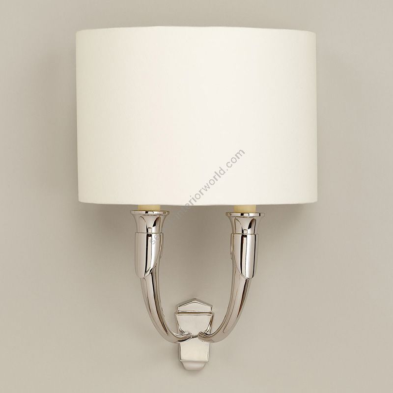 Wall lamp / Finish: Nickel / Model: Narrow backplate / Lampshade: Lily colour, material linen