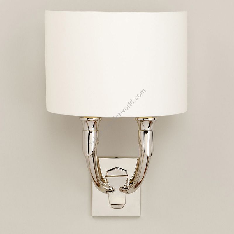 Wall lamp / Finish: Nickel / Model: Wide backplate / Lampshade: Lily colour, material linen