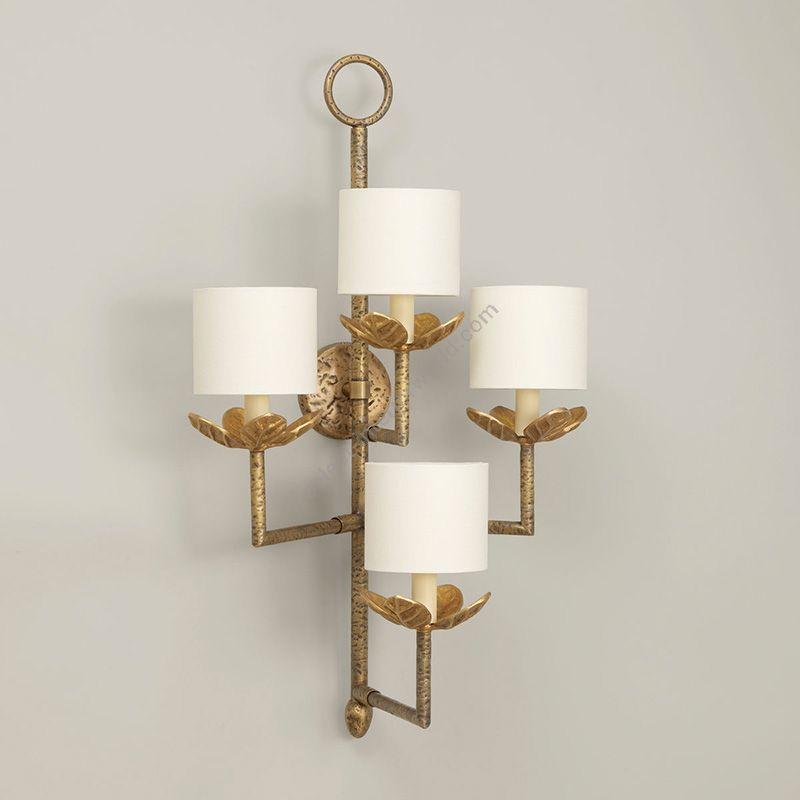 Wall lamp / Brass finish / Lily Linen lampshades
