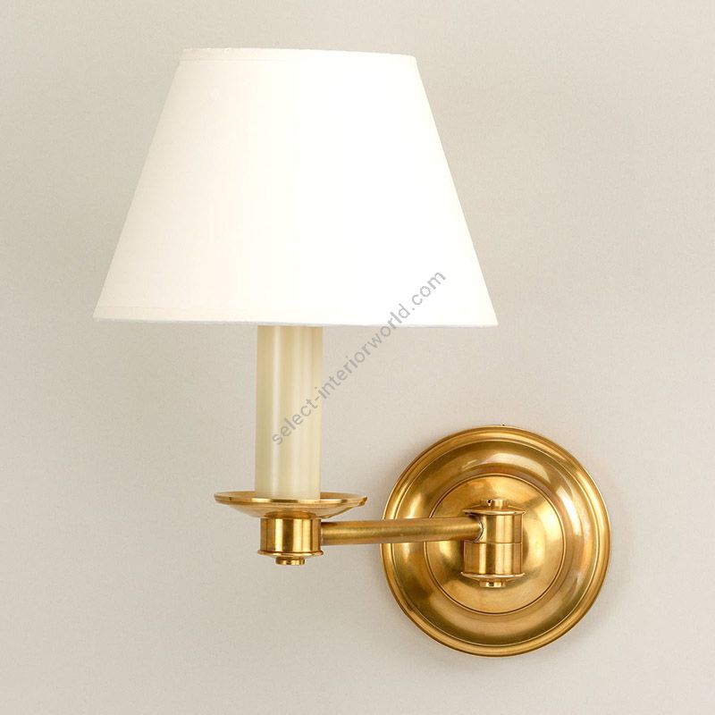 Swing arm bathroom wall light / Brass finish / Card type of lampshade / Pale Cream colour, material card