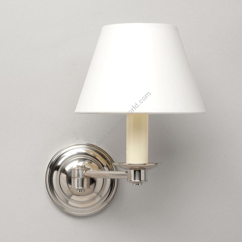Swing arm bathroom wall light / Nickel finish / Card type of lampshade / Pale Cream colour, material card