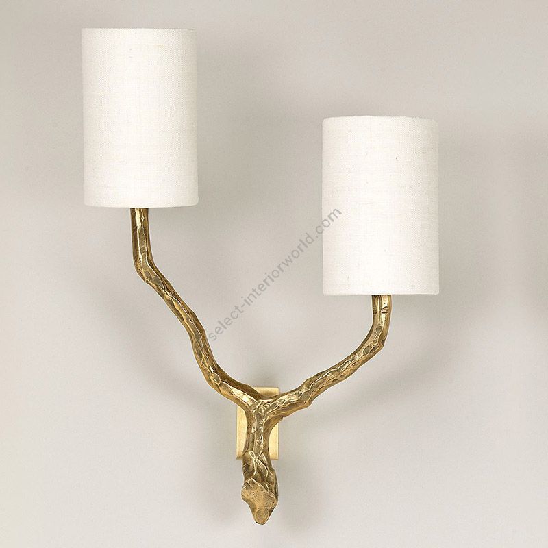 Brass finish / Ivory Linen Laminated lampshades / Left position