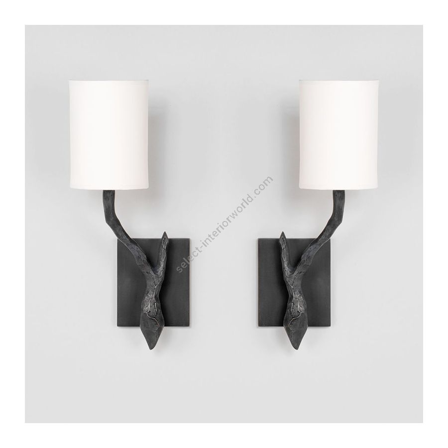 Bronze finish / White Card lampshades / Left & Right