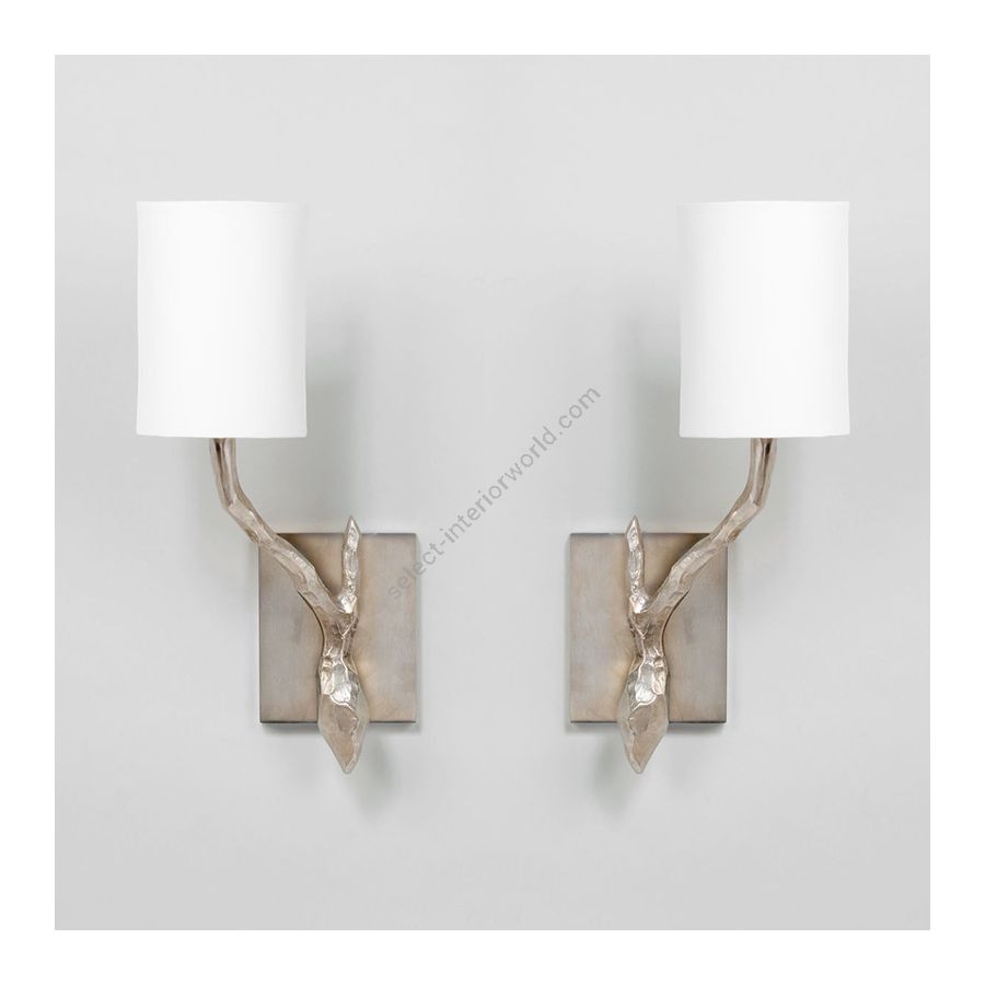 Nickel finish / White Card lampshades / Left & Right