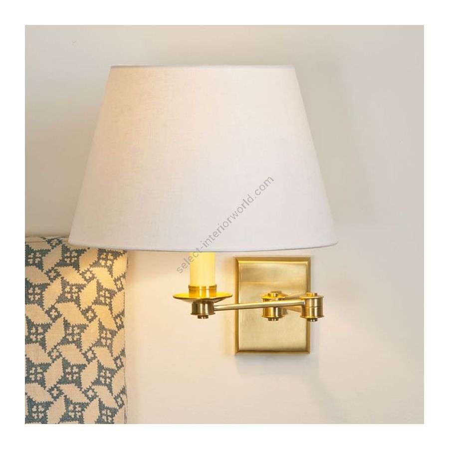Swing Arm Wall Light / Brass finish / Laminated type of lampshade / Lily colour, material linen