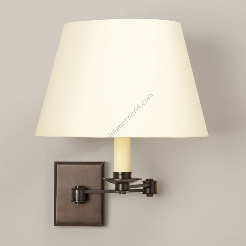 Swing Arm Wall Light / Bronze finish / Laminated type of lampshade / Lily colour, material linen