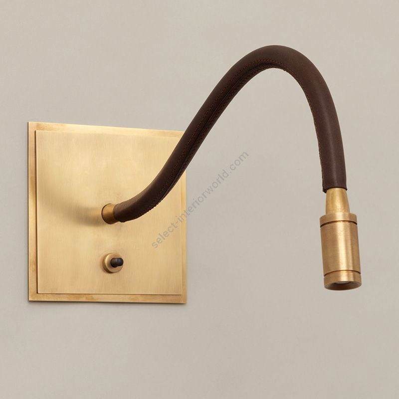 Reading Light / Brass finish with brown leather arm