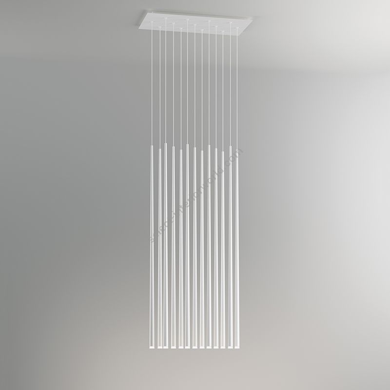 Hanging led lamp / White lacquer finish / 13 lights (cm.: max 200 x 53 x 26)
