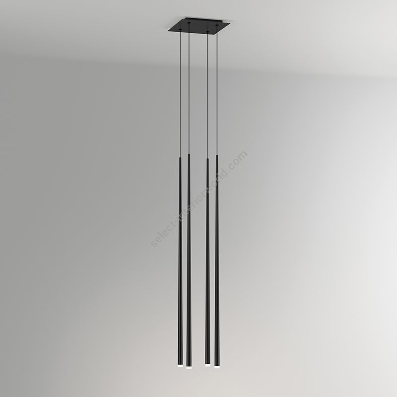 Hanging led lamp / Black carbon finish / 4 lights (cm.: max 200 x 24 x 24)