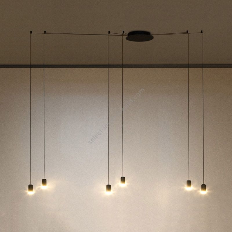 Pendant lamp / Black finish / 6 lights (cm.: 200 x 135 x 70)