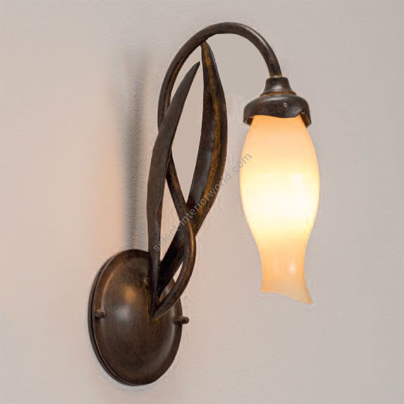 Outdoor Wall lamp made of blown glass and wrought iron, Terra finish