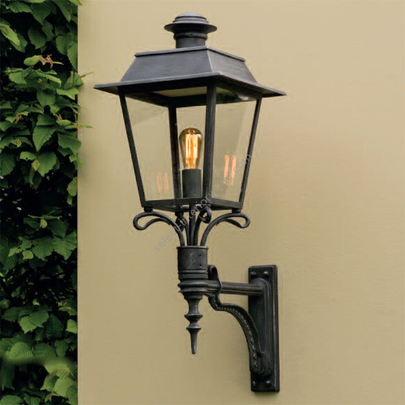 Outdoor wall lamp handcrafted of wrought iron, Iron nature finish