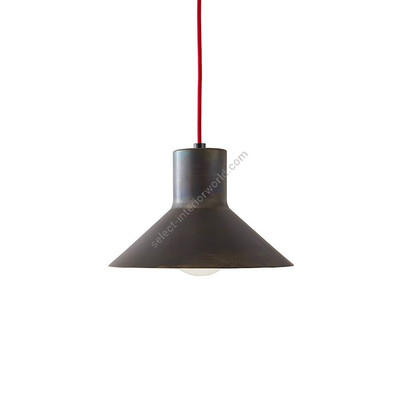 Suspension lamp / Natural rust finish / Scarlet red rayon cable