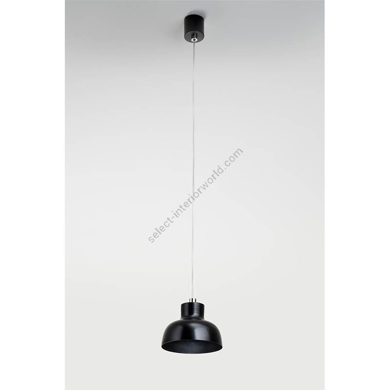Suspension lamp / Jet black finish / White rayon cable