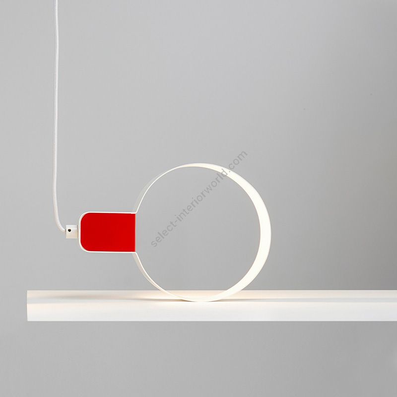 Suspension Lamp / Pure white with Carmine red finish