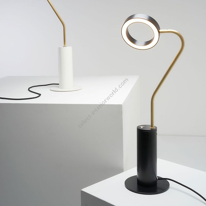 Table lamp / Brass with matt black disc and ring