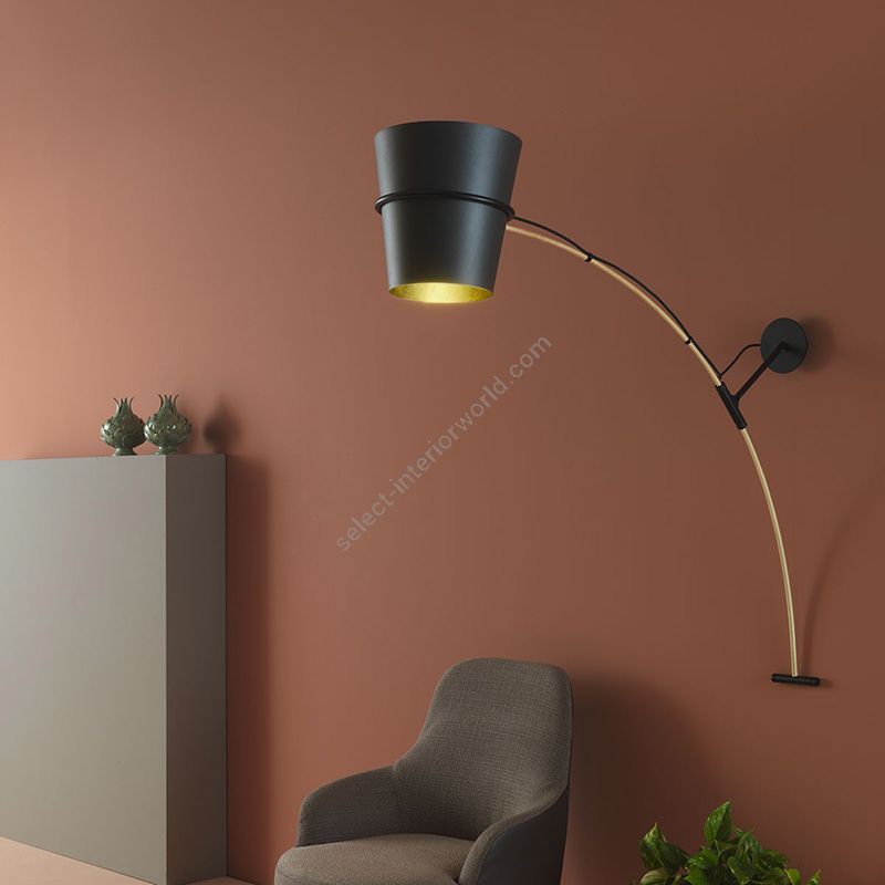 Wall lamp / Basalt Grey outside color / Gold Leaf inside color