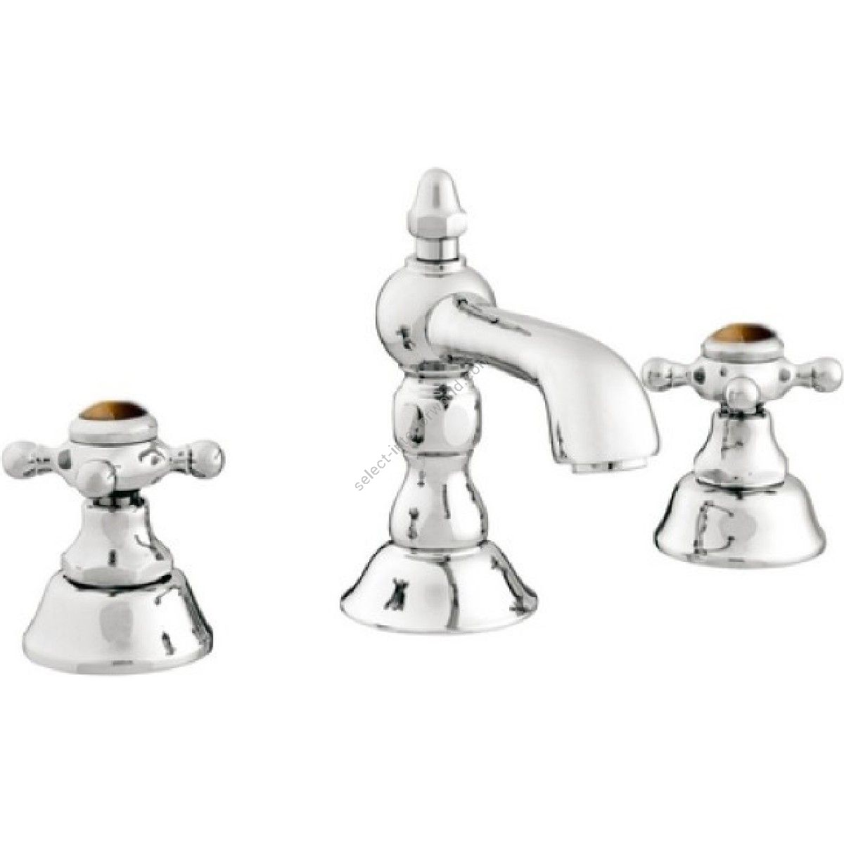 Bronces Mestre / Washbasin Fittings / Three holes basin set with tiger eye stone 035001.TG0.50
