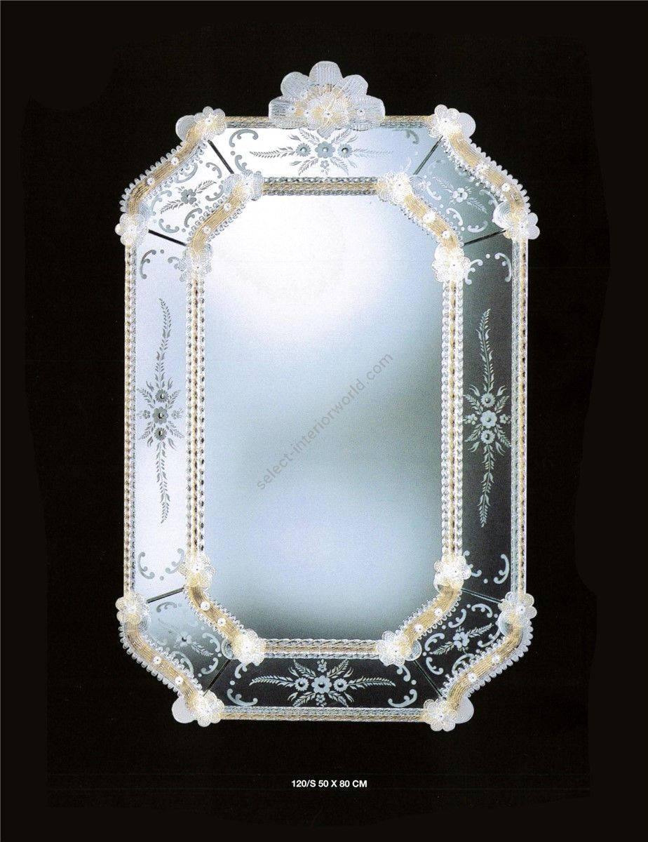 Italian Luxury Lighting / Wall Mirrors / Venetian Murano Glass With Floral Decoration 120S