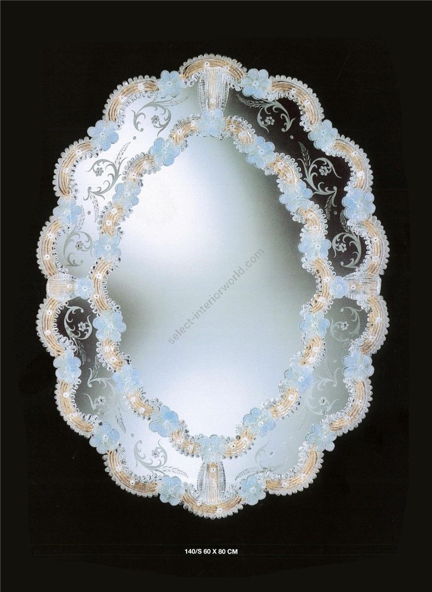 Italian Luxury Lighting / Wall Mirrors / Venetian in Murano Glass Adorned with Flowers 140S
