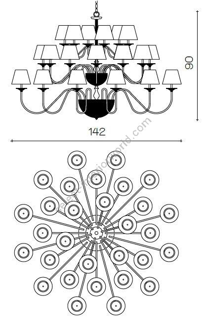 Il Paralume Marina / Chandelier In Brass with Application Of Strass / 1460/CH30