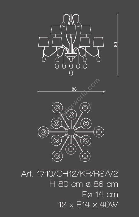 Il Paralume Marina / Chandelier / 1710/CH12/KR/RS/V2