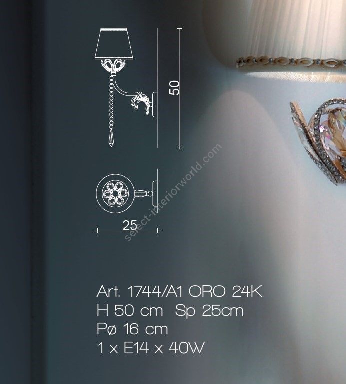 Il Paralume Marina / Wall Lamp / 1744/A1 ORO 24K