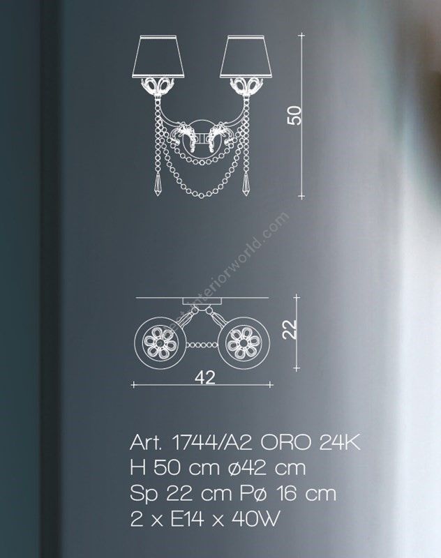 Il Paralume Marina / Wall Lamp / 1744/A2 ORO 24K