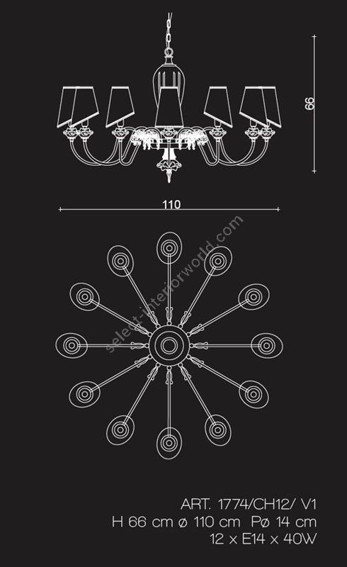 Il Paralume Marina / Chandelier / 1774/CH12/ V1