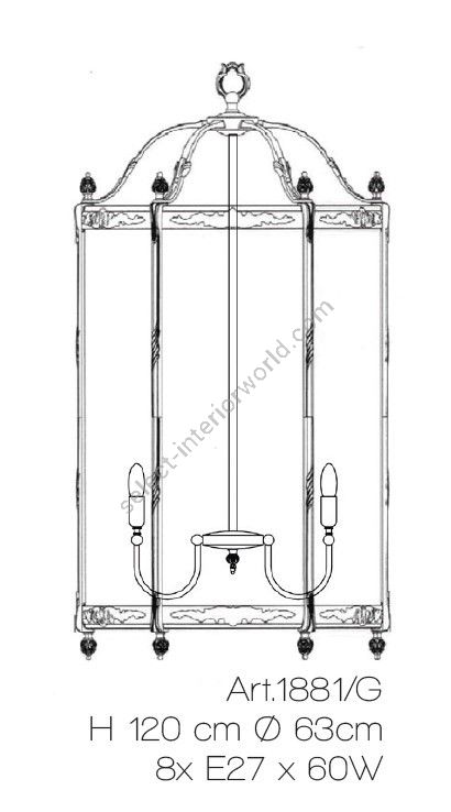 Il Paralume Marina / Pendant Lamp In Brass & Clear Glass 1881/G / IL-1881/G