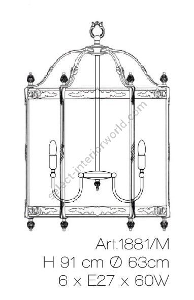 Il Paralume Marina / Pendant Lamp In Brass & Clear Glass 1881/M / IL-1881/M